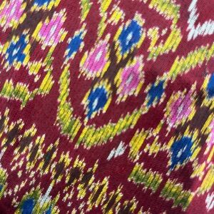 Authentic Handwoven Thai Mudmee  Ikat Silk Textile | Maroon Multi-Color